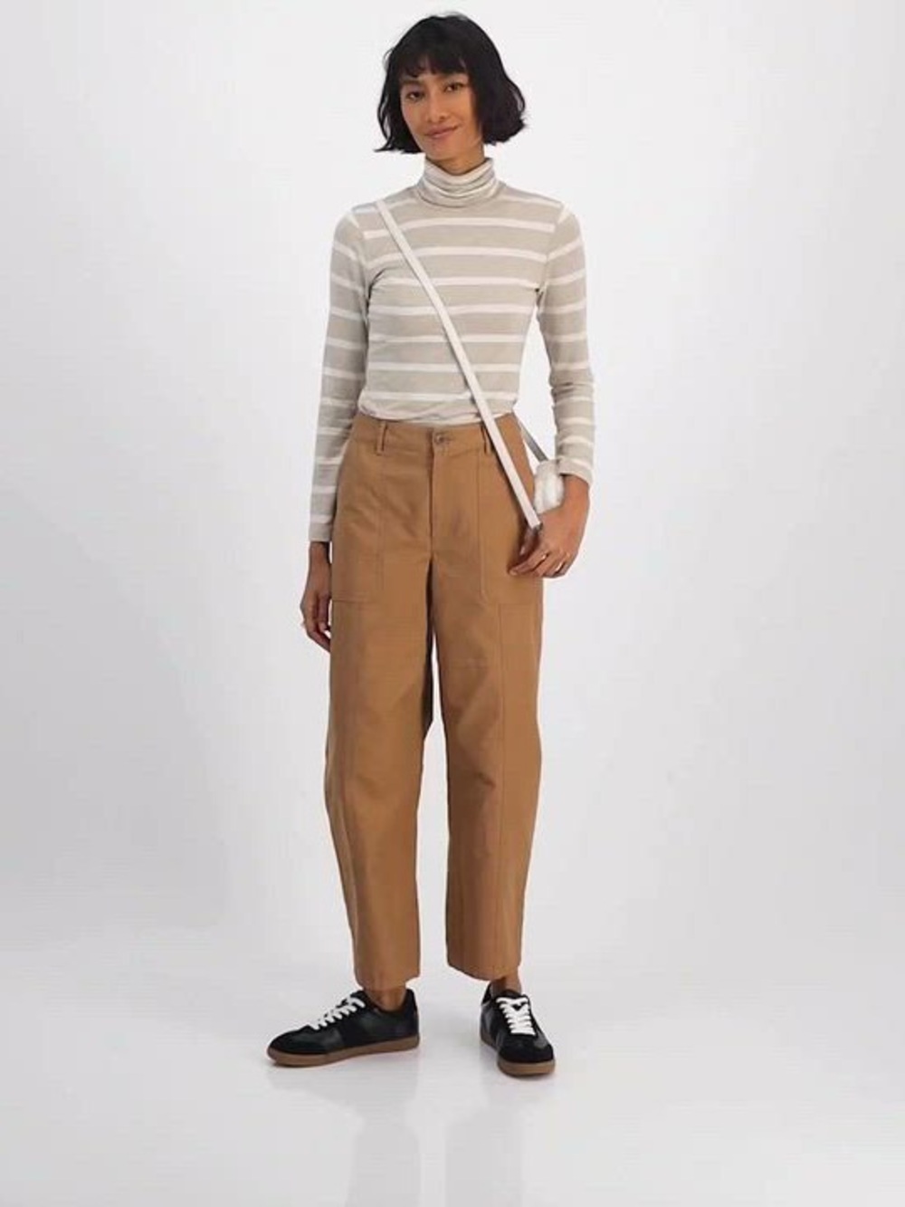 Casual High-Rise Straight Leg Pants - Camel